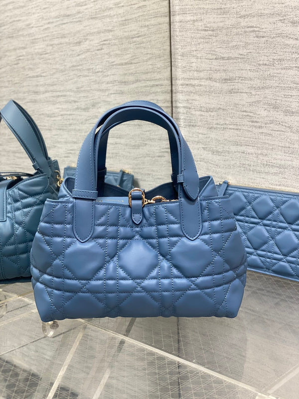 BORSA ALWAYS MINI 23 IN PELLE DI VITELLO MACROCANNAGE AZZURRO