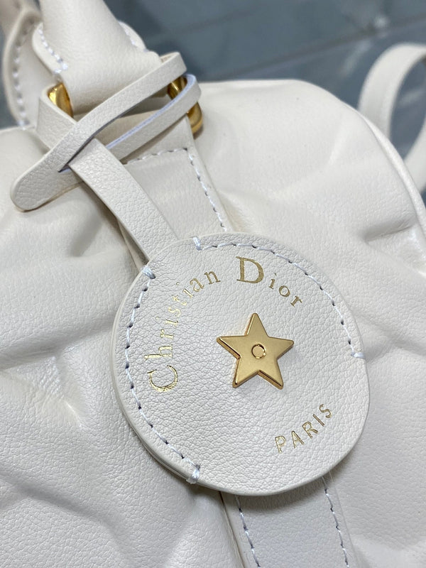 BORSA GROOVE 20 IN PELLE DI VITELLO MACROCANNAGE BIANCO CREMA CON FERRAMENTA ORO