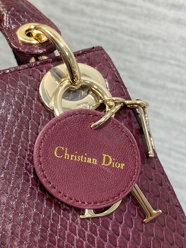MINI 17 BORSA DA DONNA IN PELLE DI AGNELLO CON MOTIVO SERPENTE VIOLA PRUGNA