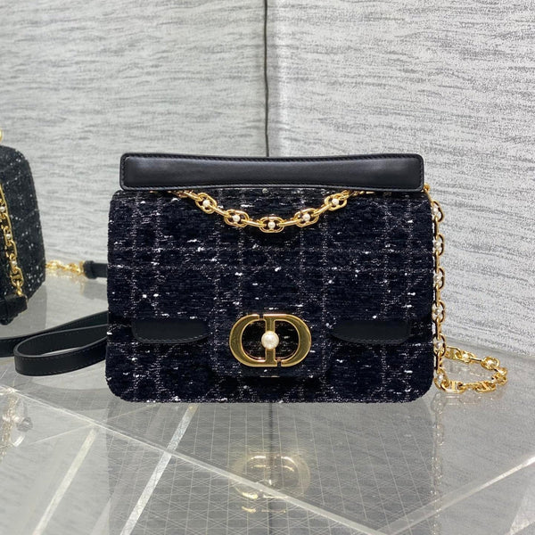 BORSA PICCOLA 22 JOLIE CON MANICO SUPERIORE IN TWEED CANNAGE NERO E BIANCO
