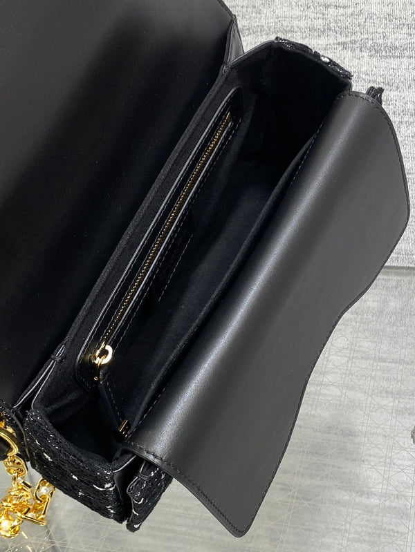 BORSA PICCOLA 22 JOLIE CON MANICO SUPERIORE IN TWEED CANNAGE NERO E BIANCO