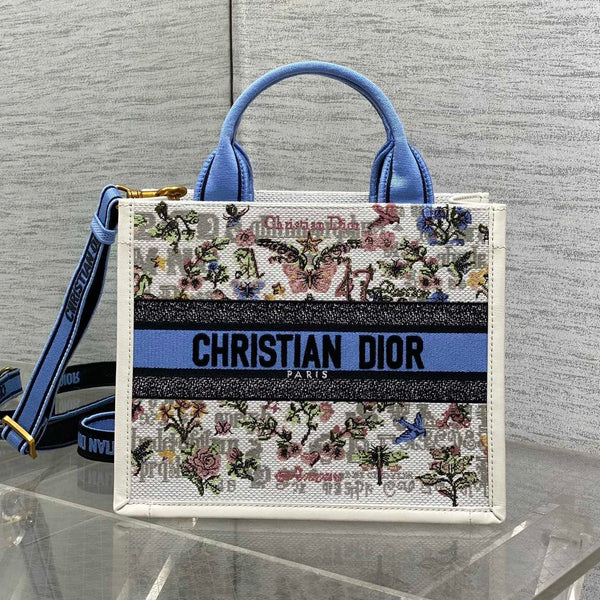 CD 2026 Book Tote 26cm White Blue mix Colors Canvas