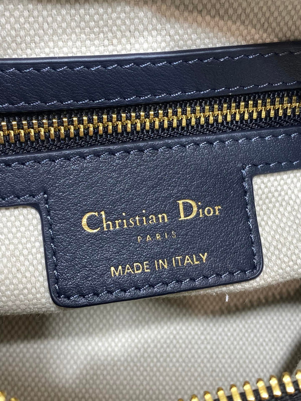 Dior 2025 Sac Voyage 23cm Toile Mélange Bleu Marine Beige Cuir 270572