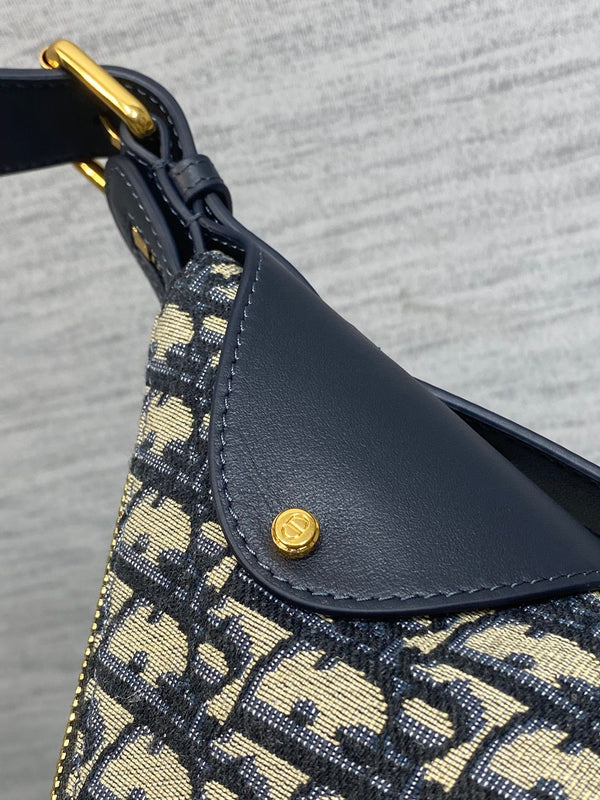 Dior 2025 Sac Voyage 23cm Toile Mélange Bleu Marine Beige Cuir 270572
