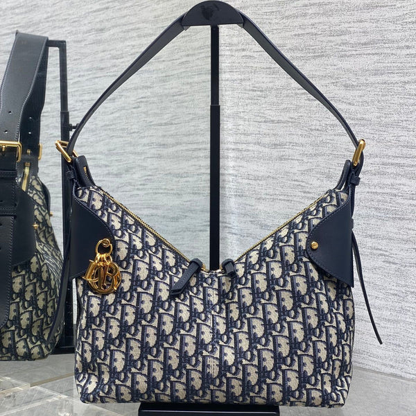 Sac Dior 2025 Voyage 28cm toile et cuir bleu marine/beige 270574