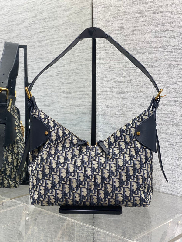 Sac Dior 2025 Voyage 28cm toile et cuir bleu marine/beige 270574