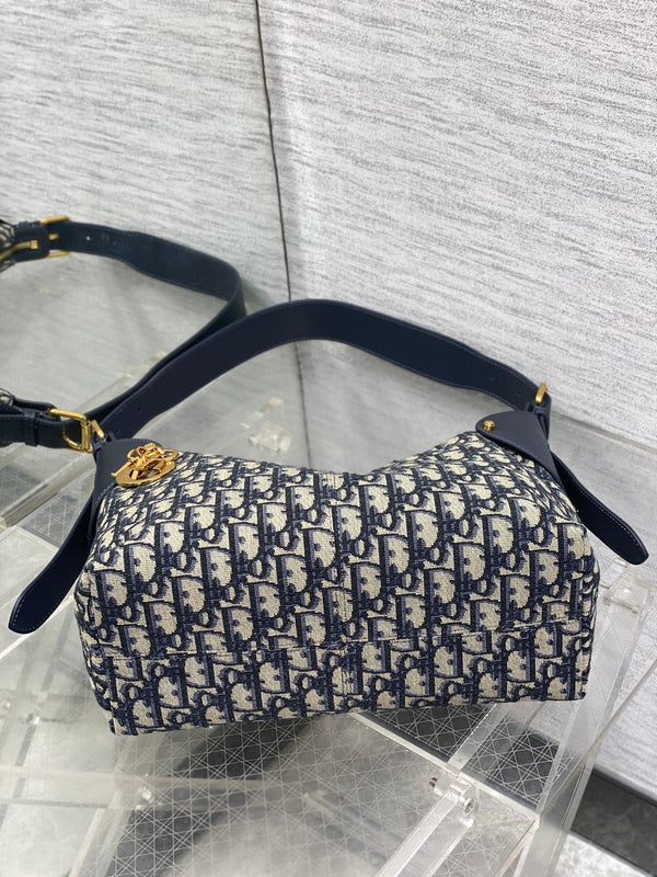 Sac Dior 2025 Voyage 28cm toile et cuir bleu marine/beige 270574