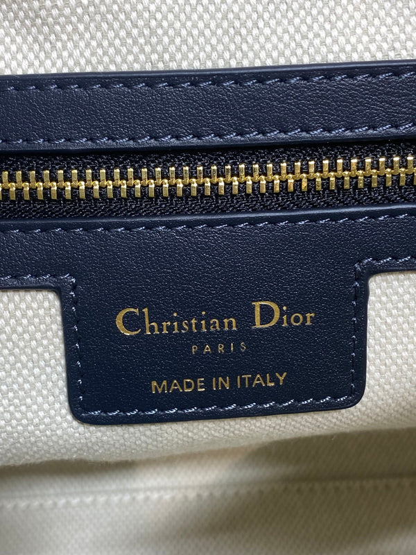 Dior 2025 Sac Voyage 34cm Toile Bleu Marine et Cuir Beige 270576