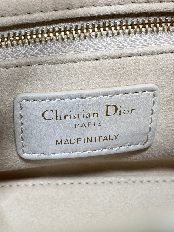 CD 2026 Mini Lady Dior Bag Beige Burugndy Lambskin 286583