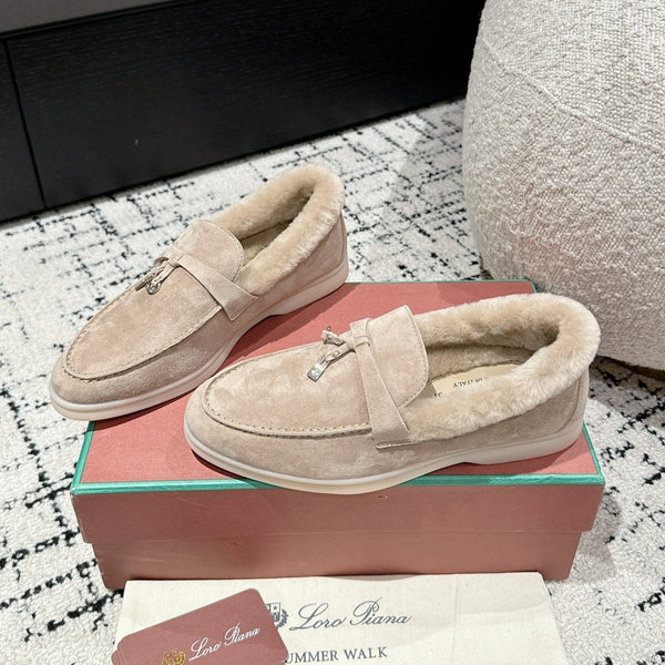 Mocassini LP Summer Charms Walk in pelle scamosciata beige marrone chiaro con fodera in pelliccia di coniglio 985651