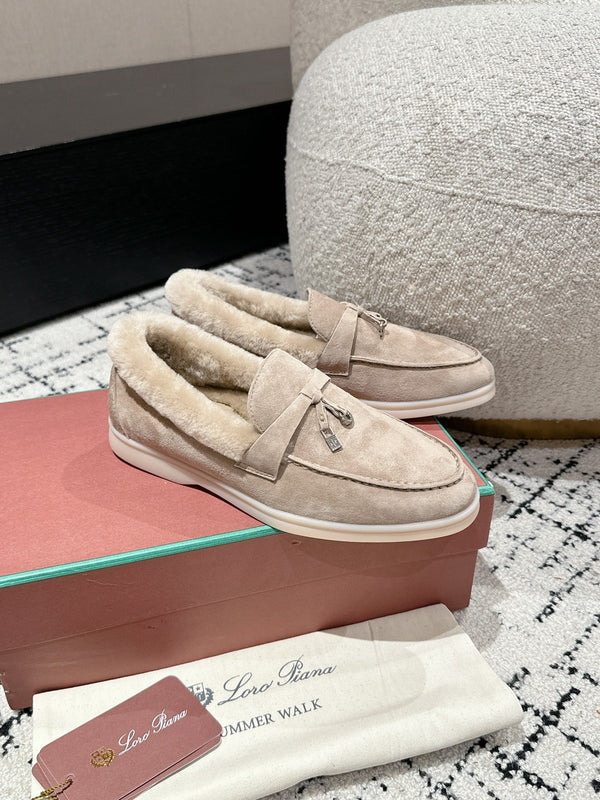 Mocassini LP Summer Charms Walk in pelle scamosciata beige marrone chiaro con fodera in pelliccia di coniglio 985651