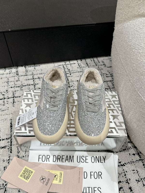 Golden Goose 2025 Space-Star Sabot Sneaker Argent Beige Paillettes Laine 141174