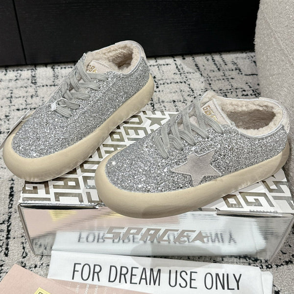 Golden Goose 2025 Space-Star Sabot Sneaker Argent Beige Paillettes Laine 141174