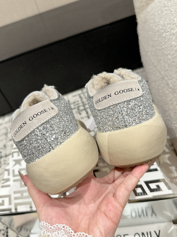Golden Goose 2025 Space-Star Sabot Sneaker Argent Beige Paillettes Laine 141174