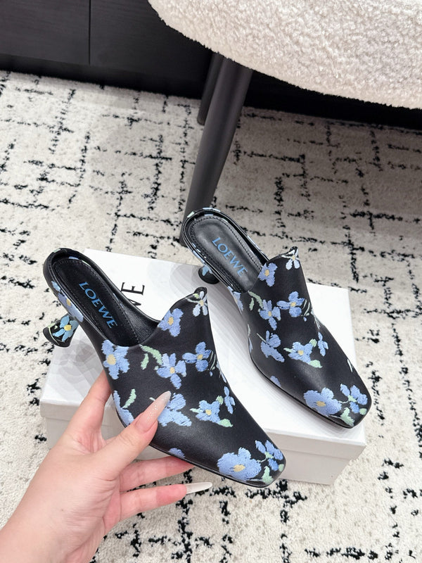 Loew Emily Mule Black Printed Lambskin 880828