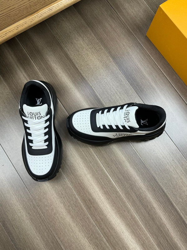 LV SPORT SNEAKER IN WHITE MIX BLACK CALFSKIN WITH LOGO