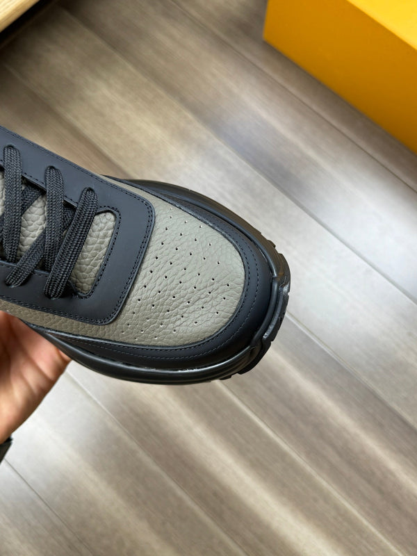 LV SPORT SNEAKER IN OLIVE GREEN MIX BLACK CALFSKIN WITH LOGO