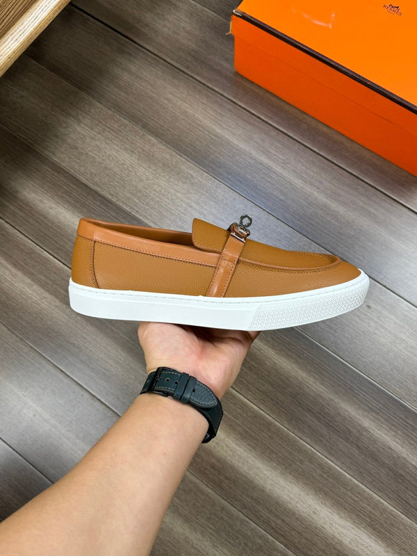SNEAKER SLIP-ON HM GAME IN PELLE DI VITELLO OCRA