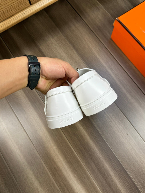 SNEAKER SLIP-ON HM GAME IN PELLE DI VITELLO BIANCA