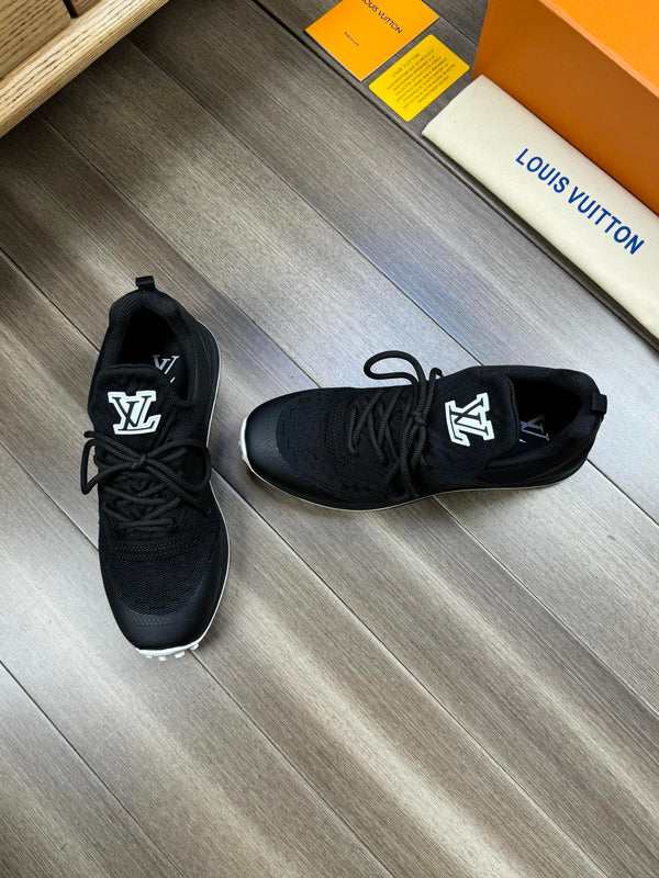 LV SNEAKERS IN BLACK MESH BREATHABLE FABRIC AND  CALFSKIN