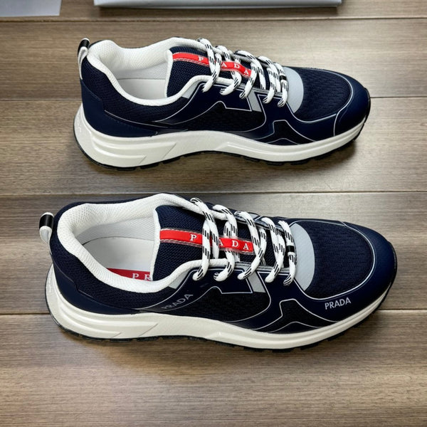 PRA SNEAKER NAVY BLUE NAPPA CALFSKIN AND FLYKNIT FABRIC
