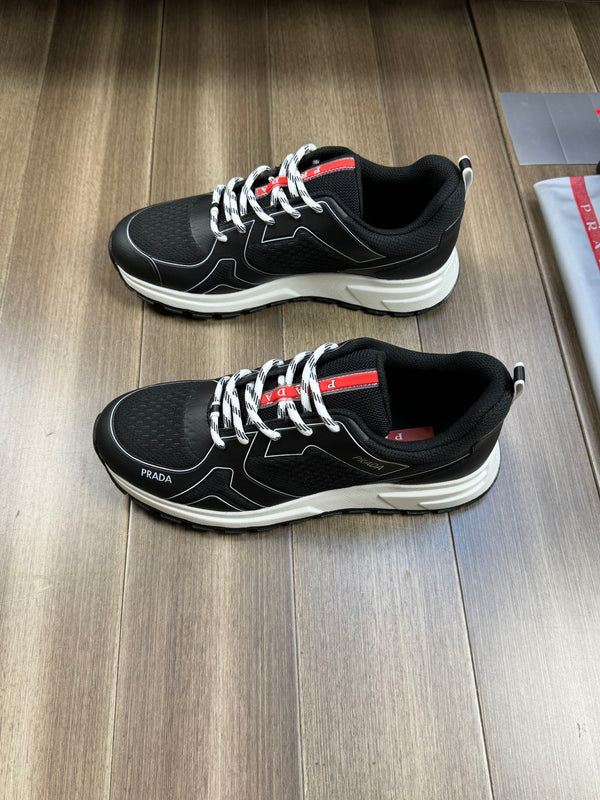 PRA SNEAKER BLACK NAPPA CALFSKIN AND FLYKNIT FABRIC