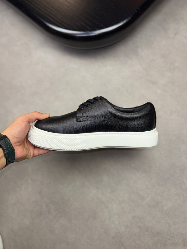 HM Men's Eveil Derby Shoe Black Tumbled Calfskin