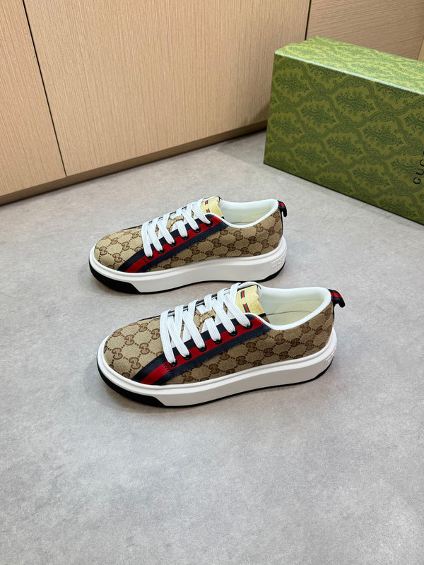 GG Men's Web Sneaker Brown Canvas 722443