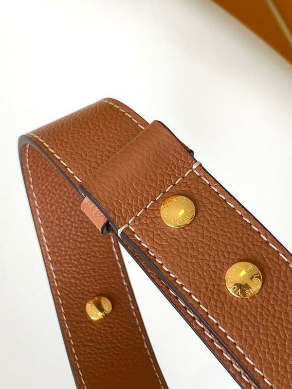 Borsa LV Lock and Walk in pelle di vacchetta marrone oro 241222