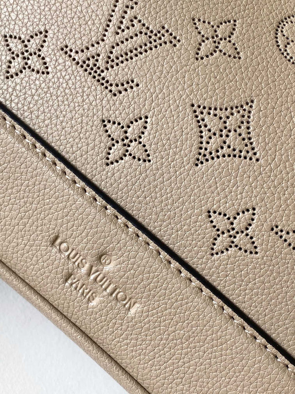 LV M12140 Flore Handbag 28cm Galet Gray Monogram Perforated Cowhide