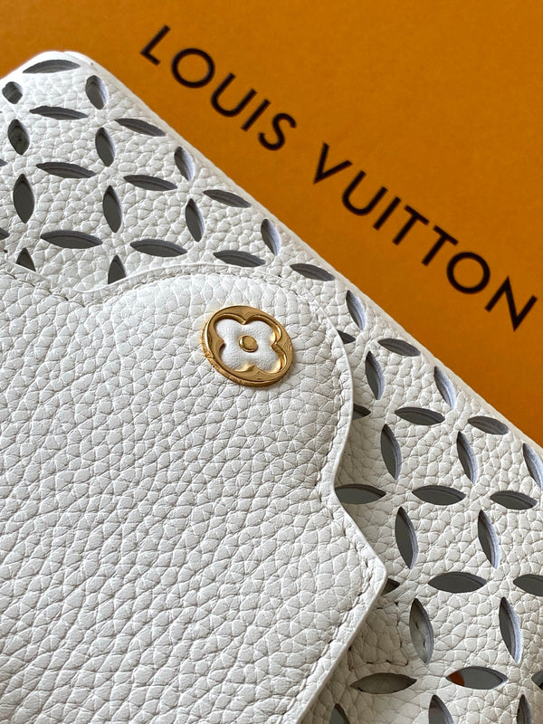 LV M25497 Capucines Mini Handbag White Laser-cut Cowhide GHW