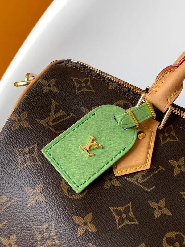 LV Speedy Soft 30 Boho Brown Green Monogram Canvas GHW