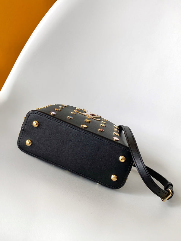 LV x TM Capucines Mini 21cm Black Taurillon Cowhide & Metallic Studs GHW