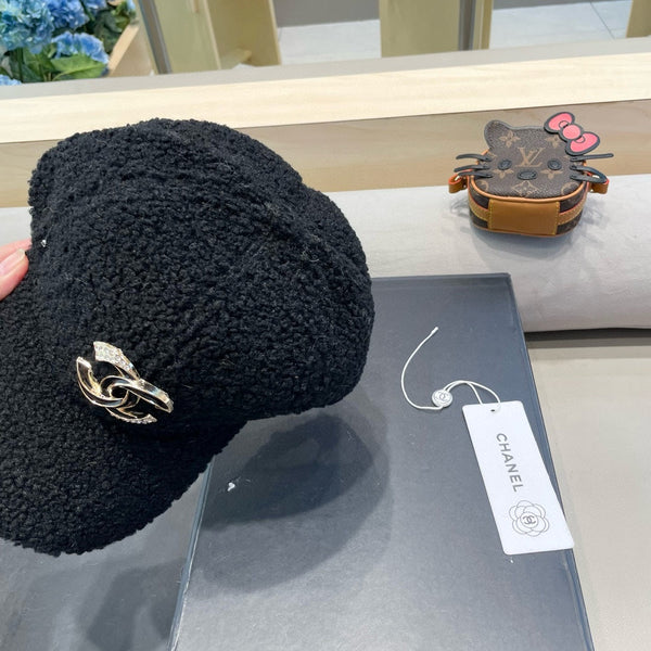 CAPPELLO DA BASEBALL IN PELLICCIA DI AGNELLO NERA 424253 