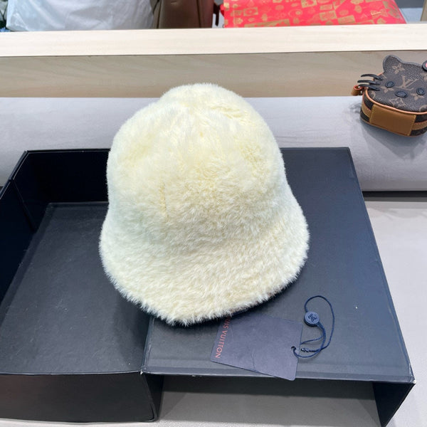CAPPELLO A SECCHIELLO IN PELLICCIA DI LAPIN BEIGE CREMA 426225 