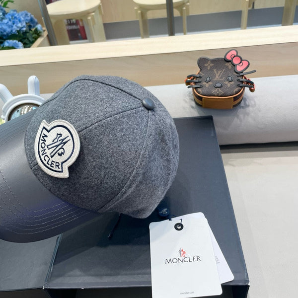 BERRETTO DA BASEBALL IN LANA-TWEED E PELLE GRIGIO SQUALO 428239 