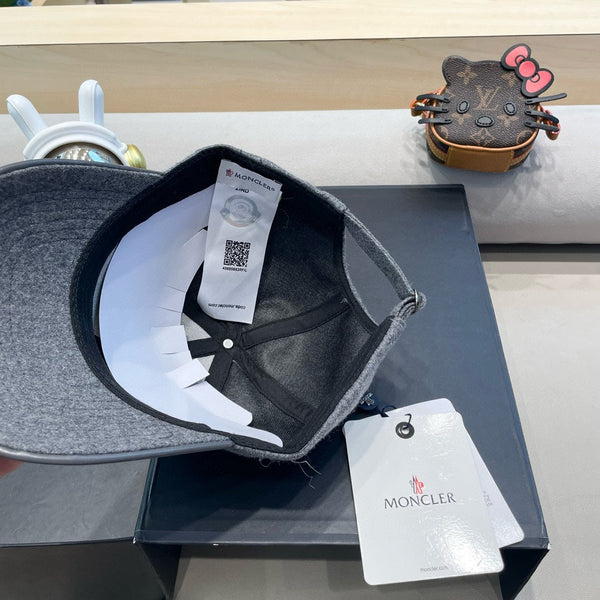 BERRETTO DA BASEBALL IN LANA-TWEED E PELLE GRIGIO SQUALO 428239 