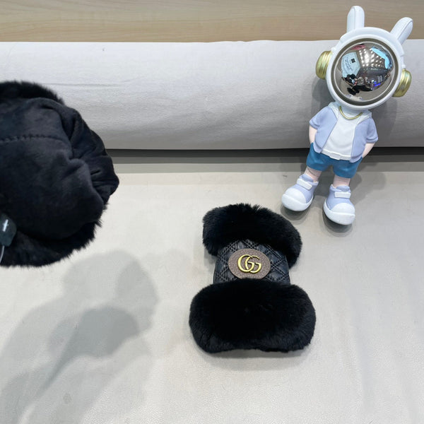 HALF-FINGER GLOVES IN BLACK RABBIT FUR AND LAMBSKIN 432564