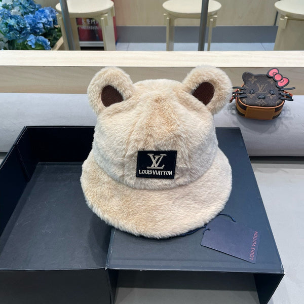 CAPPELLO A SECCHIELLO IN LANA BEIGE E PELLICCIA DI AGNELLO 434942 