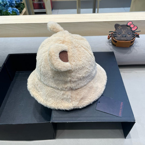 CAPPELLO A SECCHIELLO IN LANA BEIGE E PELLICCIA DI AGNELLO 434942 