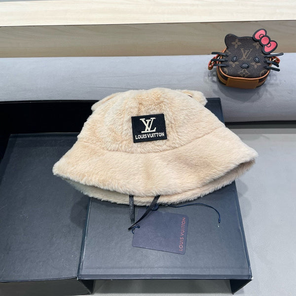 CAPPELLO A SECCHIELLO IN LANA BEIGE E PELLICCIA DI AGNELLO 434942 