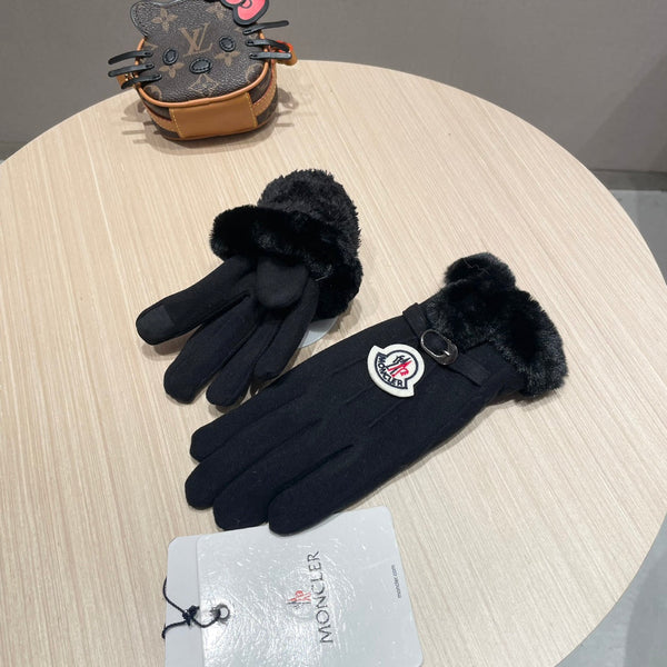 GLOVES IN BLACK WOOL WITH RABBIT FUR 439079