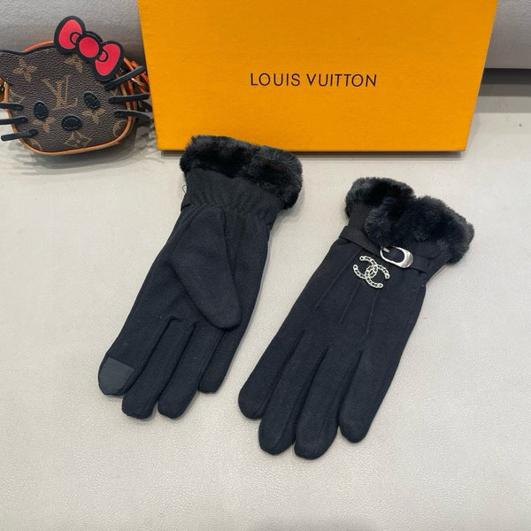 GLOVES IN BLACK WOOL WITH RABBIT FUR 458521