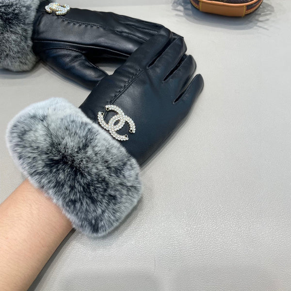GLOVES IN BLACK LAMBSKIN WITH RABBIT FUR 463787