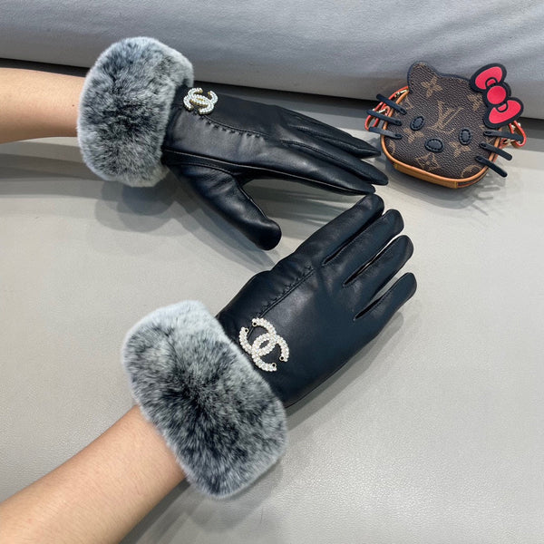 GLOVES IN BLACK LAMBSKIN WITH RABBIT FUR 463787