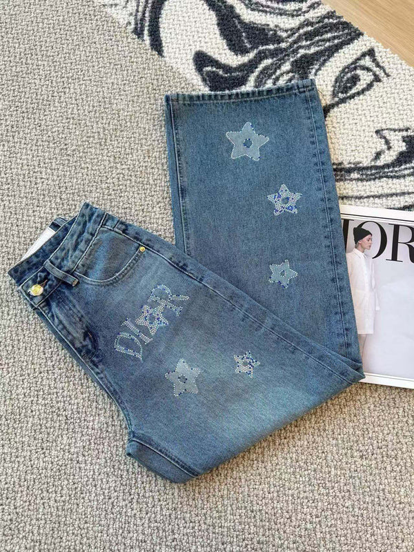 CD 25 Diamond Letter Jeans Blue Cotton