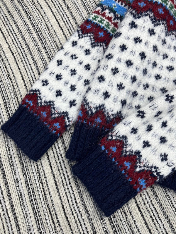 Pull CC 2025 Bleu Marine mélangé Blanc Laine 325883