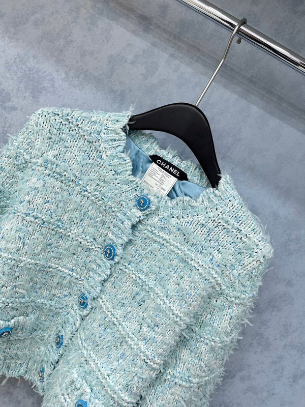 CC 2025 Veste Tweed Laine Bleu Ciel 325870