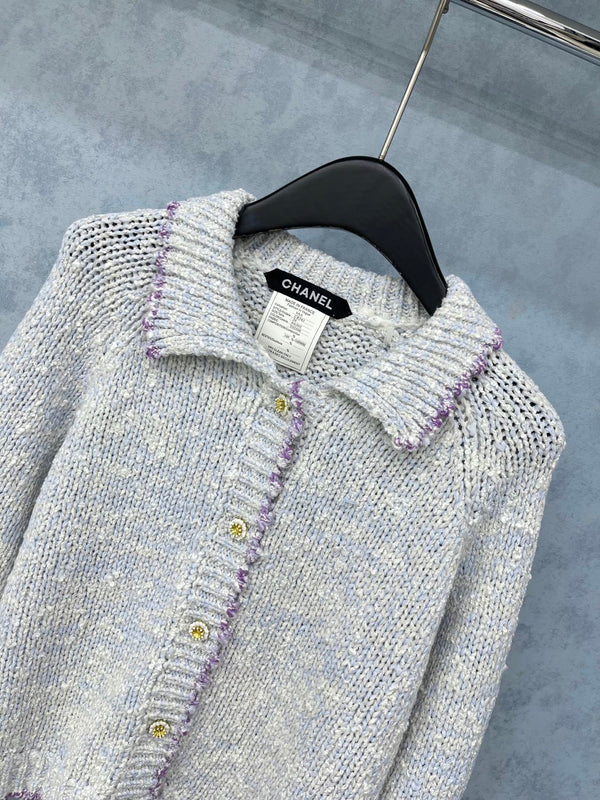 Cardigan CC 2025 Gris clair mélangé Violet Laine 325877