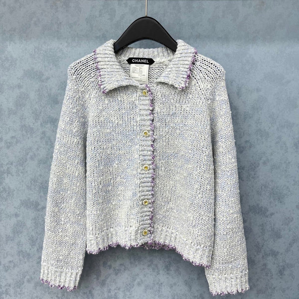Cardigan CC 2025 Gris clair mélangé Violet Laine 325877